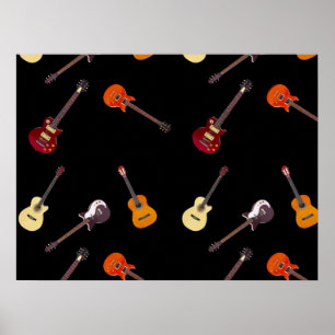 Poster Collage de guitare électrique et acoustique