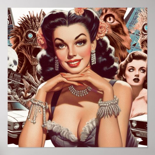 Poster Collage de la broche rétroonde (Devant)