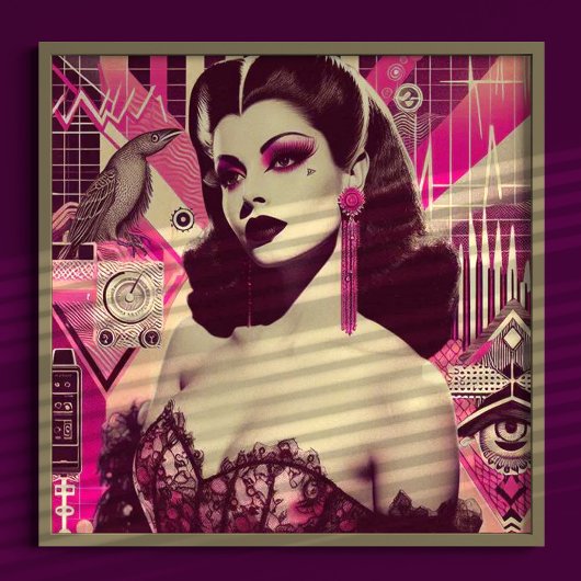 Poster Collage de la broche rétroonde