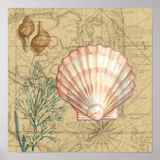 Poster Collage de la carte côtière (Devant)