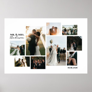 Poster Collage de mariage minimaliste personnalisé à 9 ph