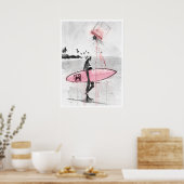 Poster Collage de mode moderne : surfeuse sur la plage av (Cuisine)