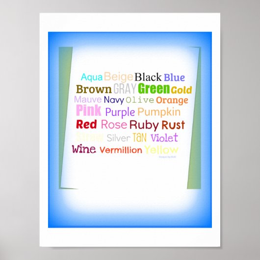 Poster Collage de mots artistiques pour les couleurs (Devant)