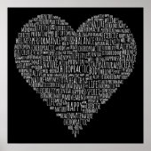 Poster Collage de mots en forme de coeur (Devant)