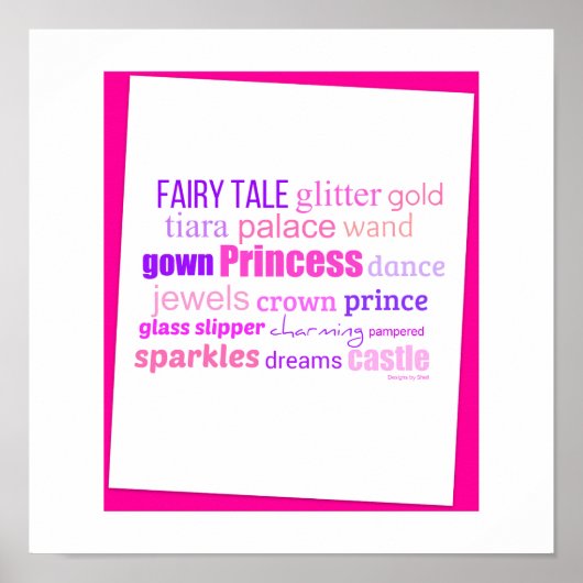 Poster Collage de mots pour une princesse (Devant)