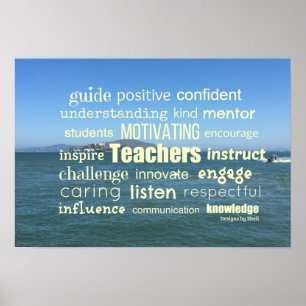 Poster Collage de mots sur les qualités d'un grand enseig