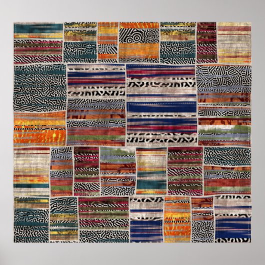 Poster Collage de patchwork : motif de courtepointe mixte (Devant)