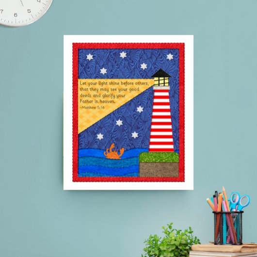 Poster Collage de phare avec crabe Inspirationnel