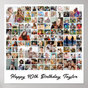 Poster Collage de photos 100 Grille de photos personnalis