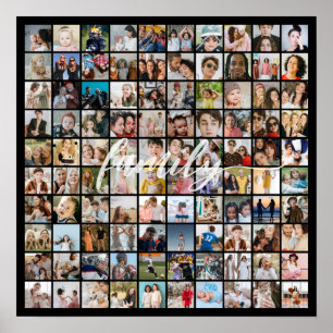 Poster Collage de photos 100 images en grille carrée