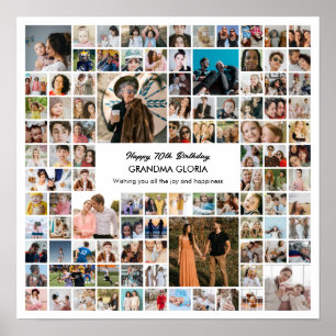 Poster Collage de photos 100 photos Cadeau d'anniversaire
