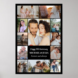 Poster Collage de photos 12 images 12x18 16x24 20x30 Noir