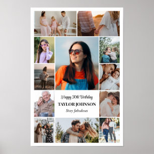 Poster Collage de photos 12 photos 12x18 16x24 20x30 blan
