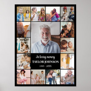 Poster Collage de photos 15 images 12x16 18x24 24x32 Noir