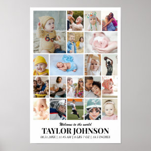 Poster Collage de photos 20 images 12x18 16x24 20x30 24x3