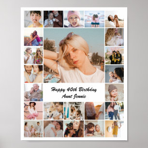 Poster Collage de photos 24 images 8x10 16x20 24x30 blanc