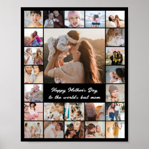 Poster Collage de photos 24 images 8x10 16x20 24x30 Noir