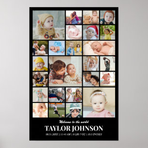 Poster Collage de photos 25 images 12x18 16x24 20x30 24x3