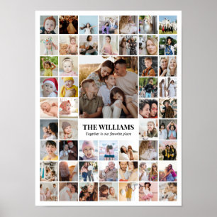 Poster Collage de photos 52 images 12x16 18x24 24x32 blan