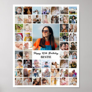 Poster Collage de photos 52 images 8x10 16x20 24x30 blanc
