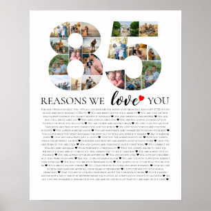 Poster collage de photos 85 ans raisons pour lesquelles n