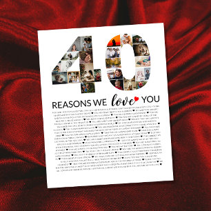 Poster collage de photos anniversaire 40 Raisons pour les