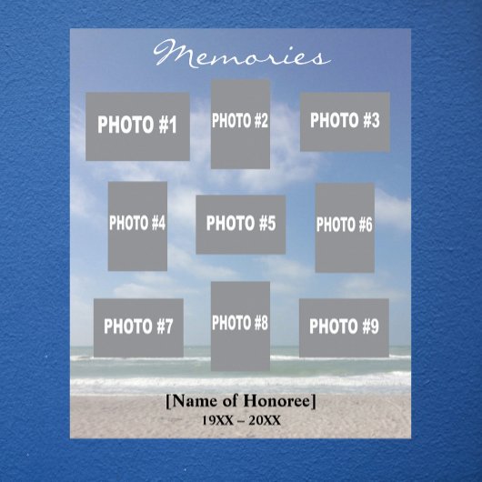 Poster Collage de photos commémoratives avec fond océaniq