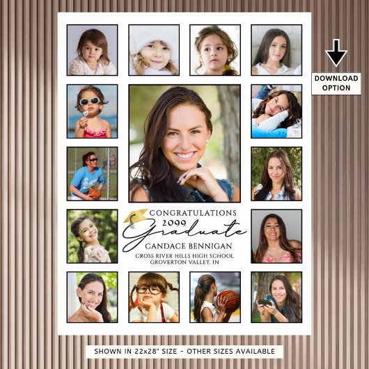 Poster Collage de photos de 15 ans et moins Script manusc