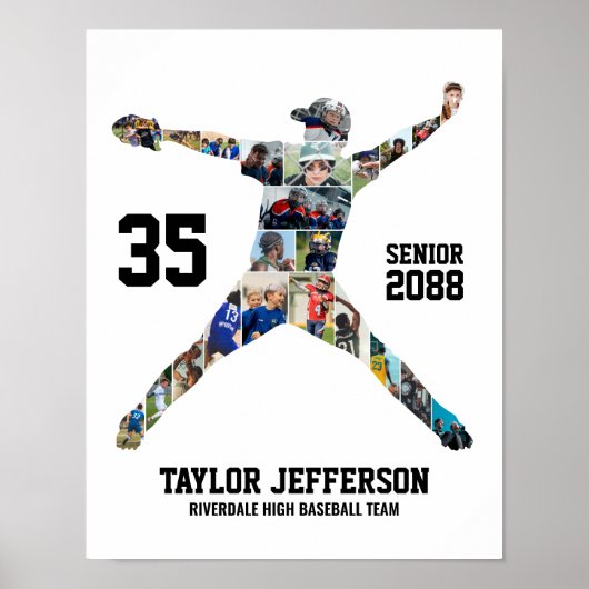 Poster Collage de photos de baseball pour lanceur senior (Devant)