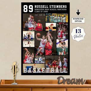 Poster Collage de photos de basket-ball 13 Nom du joueur