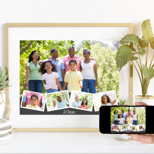 Poster Collage de photos de famille avec bande de photos
