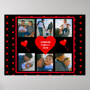 Poster Collage de photos de famille Cœur de famille Fond