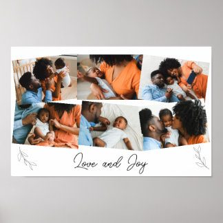 Poster Collage de photos de famille Love and Joy Script