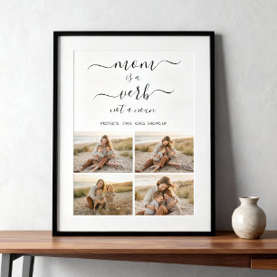 Poster Collage de photos de famille Mom Is a Verb Cadeau