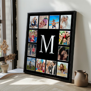 Poster Collage de photos de famille personnalisé noir