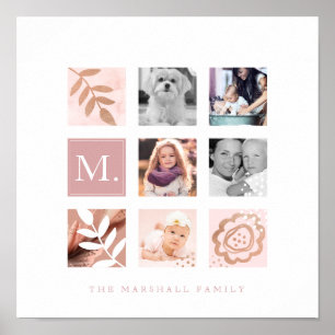 Poster Collage de photos de famille personnalisée Monogra