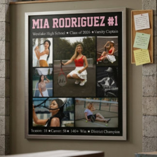 Poster Collage de photos de fin d'études pour joueur de t