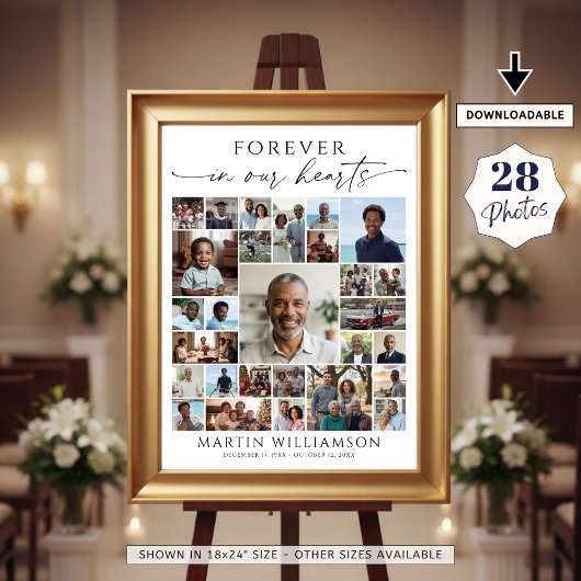 Poster Collage de photos de funérailles À jamais dans nos