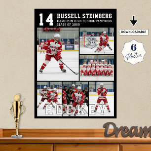 Poster Collage de photos de hockey de lycée pour la soiré