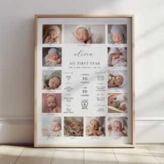 Poster Collage de photos de jalons d'anniversaire minimal