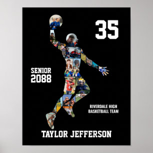 Poster Collage de photos de joueur de basket-ball Senior