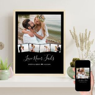 Poster Collage de photos de mariage en bandeau zigzag per