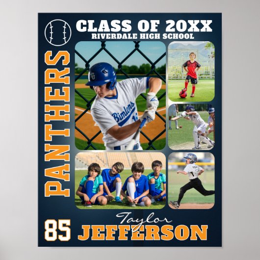 Poster Collage de photos d'équipe de baseball au lycée (Devant)