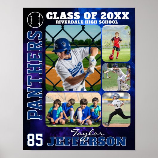 Poster Collage de photos d'équipe de baseball au lycée (Devant)