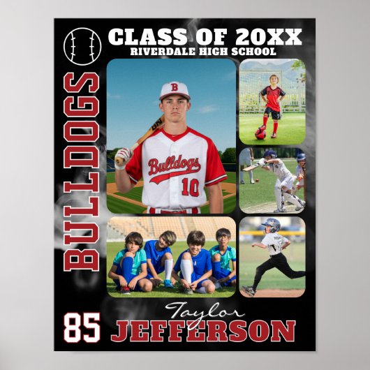 Poster Collage de photos d'équipe de baseball au lycée (Devant)