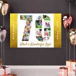 Poster Collage de photos du 70e anniversaire avec des bor<br><div class="desc">Poster photo collage personnalisé pour un 70e anniversaire. Le design comporte des bordures d'or et jusqu'à 13 photos différentes qui seront affichées en forme du numéro 70. Le modèle est prêt à vous permettre d'ajouter vos photos dans un mélange de photos de carré, de paysages et de portraits. Vous pouvez...</div>
