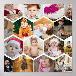 Poster Collage de photos en hexagone