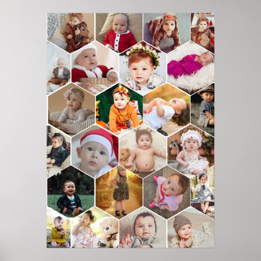 Poster Collage de photos en hexagone (Devant)