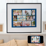 Poster Collage de photos familiales Masonry Style bleu<br><div class="desc">Créez votre propre collage photo de style maçonnerie sur une affiche bleue classique, à laquelle vous pouvez ajouter un cadre si vous le souhaitez. Le modèle photo est configuré pour vous permettre d'afficher 9 de vos photos de famille préférées. Vos photos s'afficheront automatiquement dans une mise en page en maçonnerie,...</div>