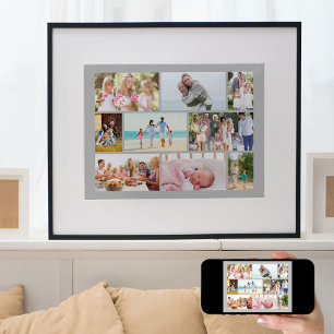 Poster Collage de photos familiales Masonry Style Grey